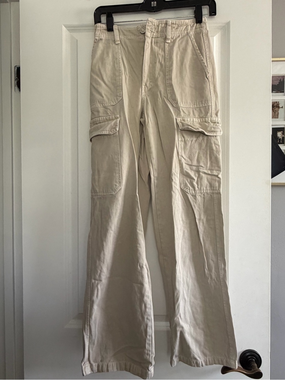 Zara Cream Cargo Pants with Utility Pockets